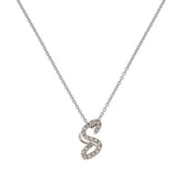 Colleen Lopez Sterling Silver  Clear Diamond "S" initial Necklace, 16"